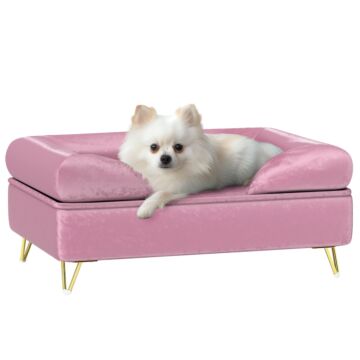 Pawhut Cat Sofa Pet Couch W/ Removable Backrest, Soft Cushion, Washable Cover, For Small And Medium Sized Dogs, Pink