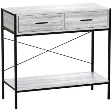 Vida Designs Brooklyn 2 Drawer Console Table, Grey