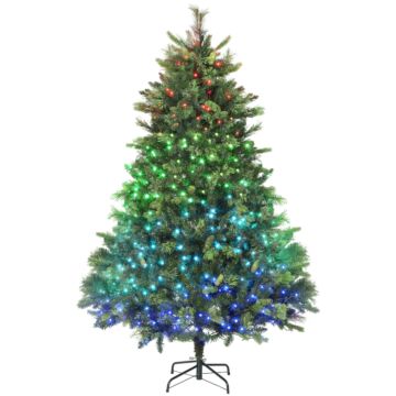 Homcom 180cm Carolina Pine Christmas Tree With Colourful Diy Synchronized Led Lights And Remote
