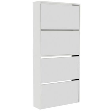 Vida Designs Welham 4 Drawer Mirrored Shoe Cabinet, White