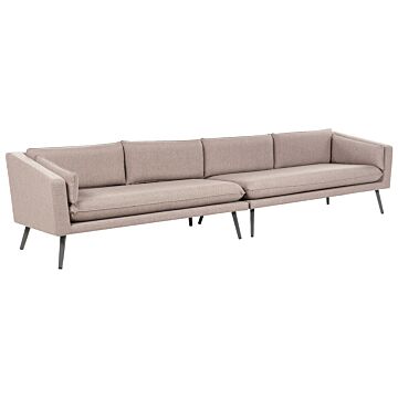 Outdoor Sofa Beige Polyester Upholstery 4 Seater Garden Couch Uv Water Resistant Modern Design Living Room Beliani