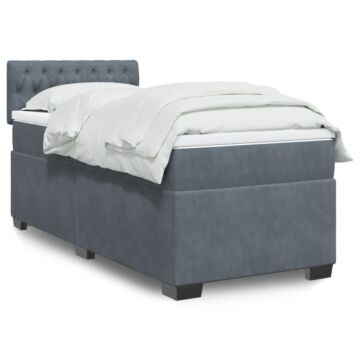 Vidaxl Box Spring Bed With Mattress Dark Grey 80x200 Cm Velvet