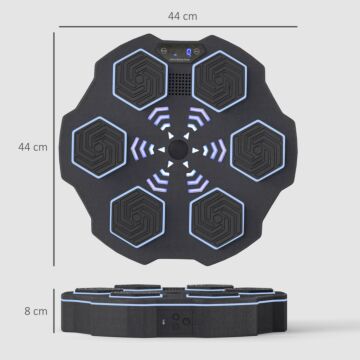 Sportnow Music Boxing Machine, Smart Bluetooth Boxing Machine Wall Mounted With 9 Speeds & Modes, Led Lights, Punching Pad For Adults, Black