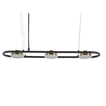 Pendant Lamp Black Brass Steel Integrated Led Lights 3 Lights Geometric Shape Hanging Track Lighting Modern Industrial Kitchen Living Room Beliani