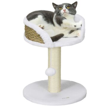 Pawhut Cat Tree Tower With Scratching Posts, White