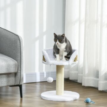 Pawhut Cat Tree Tower With Scratching Posts, White