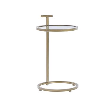Side Table Gold Iron Frame Glass Round Top Solo Leg Protective Caps Glamour Living Room Bedroom Beliani