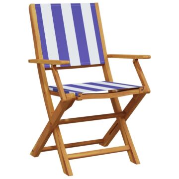 Vidaxl 5 Piece Garden Dining Set Blue And White Fabric And Solid Wood