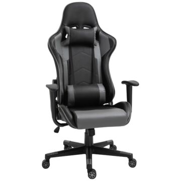 Vinsetto High Back Racing Gaming Chair Reclining 360° Swivel Rocking Height Adjustable With Pillow And Build-in Lumbar Home Black Pu Leather