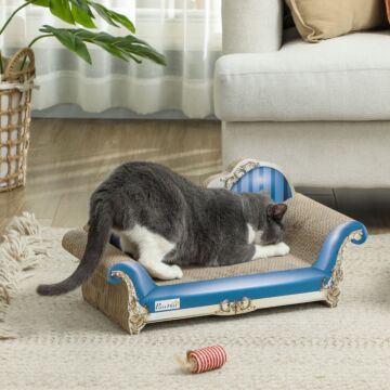 Pawhut 2 In1 Cat Scratching Board With Catnip For Indoor Cats, 26.5 X 57 X 26.5cm, Blue