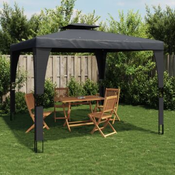 Vidaxl Gazebo With Double Roof Anthracite 2.98x2.98 M Steel