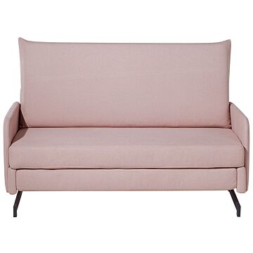 Sofa Bed Pink Fabric 2 Seater Modern Living Room Beliani