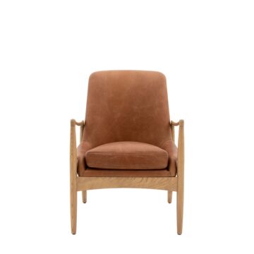 Carrera Armchair Brown Leather 685x720x820mm
