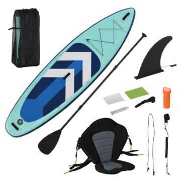 Homcom 10.5ft Inflatable Stand Up Paddle Board Kayak Conversion Kit Sup Accessories Carry Bag Non-slip Deck Adj Paddle Seat Pump Leash Green