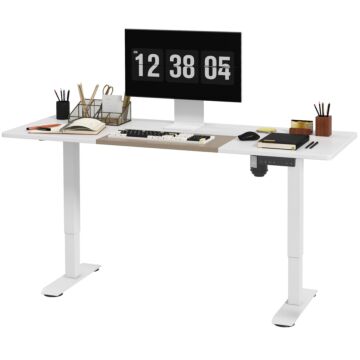 Vinsetto Electric Standing Desk, 140 X 70cm Height Adjustable Sit Stand Desk With 4 Memory Smart Panel, Stand Up Desk For Home Office, White