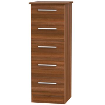 Contrast 5 Drawer Bedside Cabinet In Noche Walnut