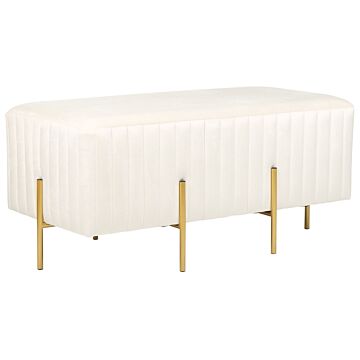 Bench Cream Velvet Upholstered Gold Metal Legs 93 X 48 Cm Glamour Living Room Bedroom Hallway Beliani