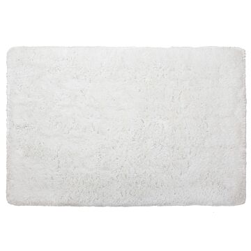 Shaggy Area Rug High-pile Carpet Solid White Polyester Rectangular 200 X 300 Cm Beliani