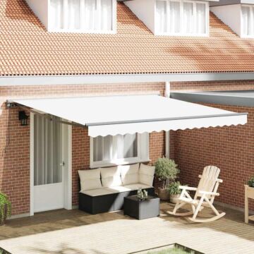 Vidaxl Retractable Awning Manual White 400x300 Cm