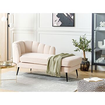 Chaise Lounge Light Beige Boucle Upholstery Black Metal Legs Left Hand Modern Design Living Room Furniture Beliani