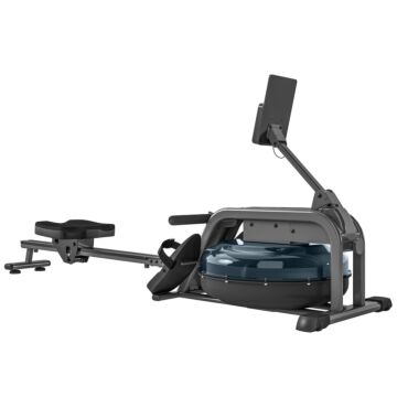 Sportnow Water Rowing Machine, Rowing Machines For Home Gym With Adjustable Resistance, Wheels, Lcd Monitor And Elevated Tablet Holder, Vertical Storage, For Cardio Training