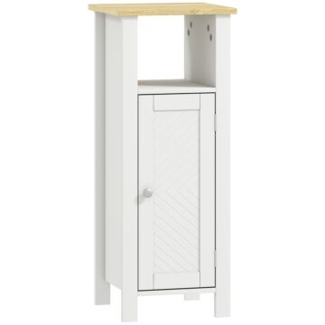 Kleankin Slim Bathroom Storage Unit With Open Shelf, Bathroom Storage Cabinet With Adjustable Shelf, 32 X 30 X 80 Cm, White