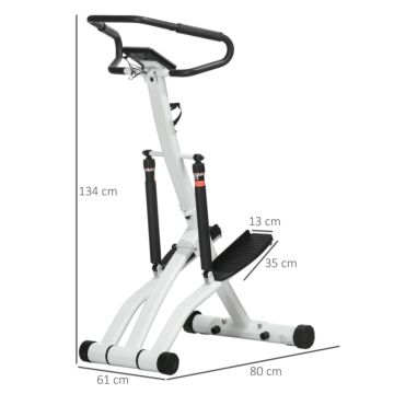Sportnow Foldable Stepper Machine With 12-level Hydraulic Resistance, Step Machine Exerciser With Lcd Monitor And Drink Holder, For Home Fitness Workout, White And Black