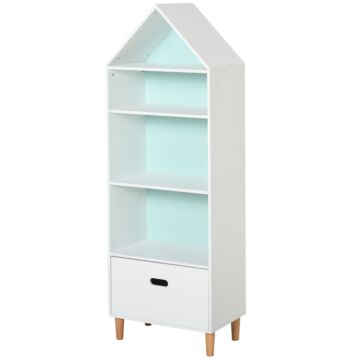 Homcom Kids Mdf 5-tier Bookshelf W/ Drawer White/blue