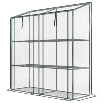 Outsunny 3 Tier 6 Wire Shelves Reinforced Mini Greenhouse, Clear