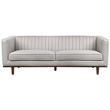 Sofa Light Grey Polyester Upholstered 3-seater Modern Couch Style Living Room Wide Armrests Tufted Backrest Beliani