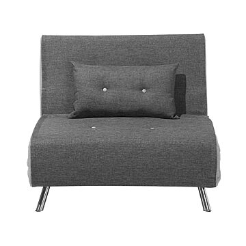 Sofa Bed Grey Fabric Upholstery Single Sleeper Fold Out Chair Bed Beliani