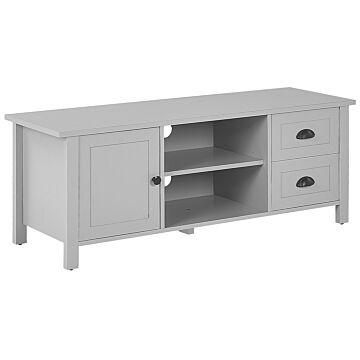 Tv Stand Light Grey Mdf Tv Up To 54ʺ Rustic Cabinet Drawers Shelves Cable Management Living Room Beliani