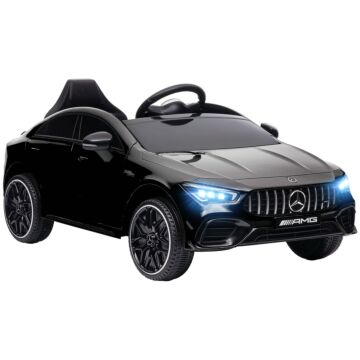 Aiyaplay Mercedes-amg Cla 45 Licensed 12v Kids Electric Car Ride On Car W/ Remote, Suspension Lights Music Horn - Black