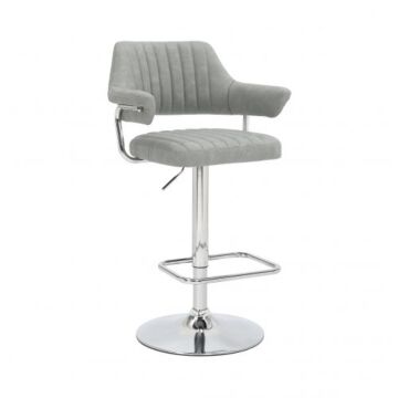 Cortez Leather Effect Light Grey Bar Stool