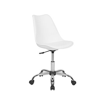 Desk Chair White Faux Leather Height Adjustable Computer Office Beliani