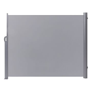 Side Awning Light Grey Polyester 160 X 300 Cm Fabric Shade Silver Aluminium Frame Retractable Beliani
