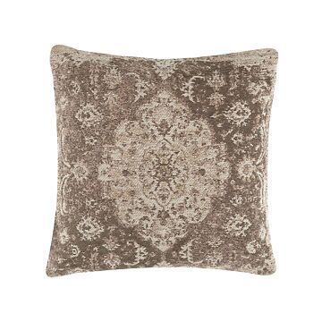 Decorative Cushion Brown Oriental Pattern 45 X 45 Cm Distressed Vintage Decor Accessories Beliani