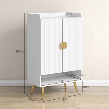 Homcom Modern Shoe Cabinet With 2 Doors, Open Shelf And Adjustable Shelves, Hallway Shoe Cupboard For 15 Pairs Of Shoes, Entryway Storage Unit, White