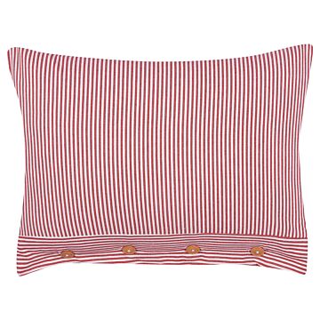 Decorative Cushion Red And White Cotton 40 X 60 Cm Striped Pattern Buttons Retro Décor Accessories Bedroom Living Room Beliani
