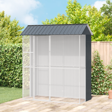 Vidaxl Bird Aviary Anthracite 215x110x247 Cm Steel