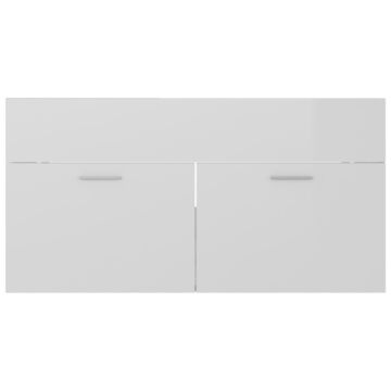 Vidaxl Bathroom Furniture Set High Gloss White Engineered Wood