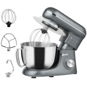Homcom 1300w Kitchen Stand Mixer, With Accessories - Silver