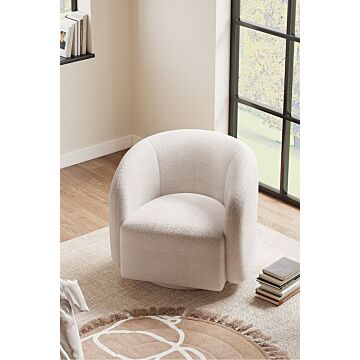 Netural Bouclé Tub Accent Chair With Swivel Base