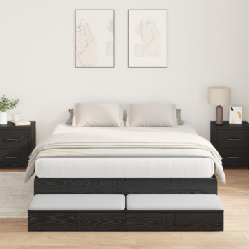 Vidaxl Storage Bed Frame Black Oak 140x190 Cm