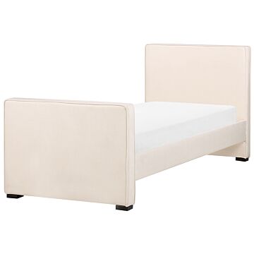 Bed Beige Velvet Upholstered Frame Headrest 3ft Eu Single Size Bedroom Kids Room Modern Traditional Beliani