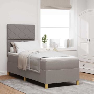 Vidaxl Box Spring Bed With Mattress Taupe 80x200 Cm Fabric