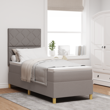 Vidaxl Box Spring Bed With Mattress Taupe 80x200 Cm Fabric