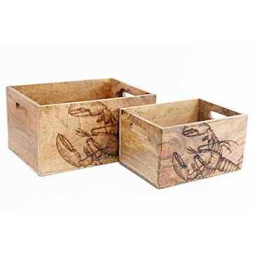 Set Of Two Engraved Lobster Crates