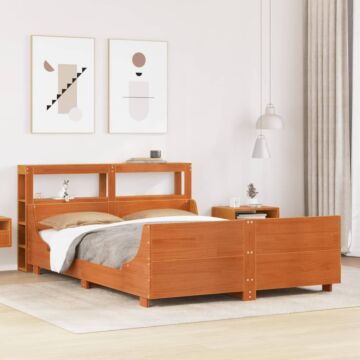 Vidaxl Bed Frame With Headboard Wax Brown 120x200 Cm Solid Wood Pine