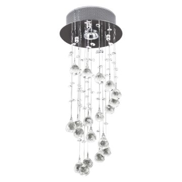 Homcom Metal Crystal Ceiling Light Chandelier Elegant Pendant Lamp Living Room Stairway Stairway Spiral Rain Drop Pendant Lamp Silver